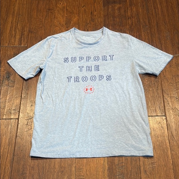Medium Under Armour Heat Gear Light Gray Support Graphic Tee - Picture 1 of 8